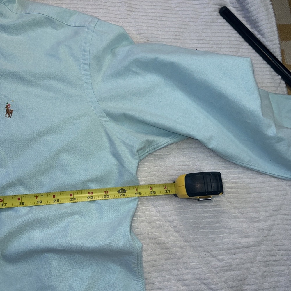 VTG Polo Ralph Lauren Custom Fit Shirt Mens Light Blue Cotton Button Down Preppy - Picture 9 of 15
